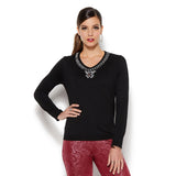 IMAN Platinum Touch of Cashmere Jeweled Sweater