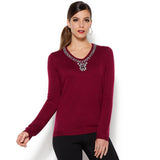 IMAN Platinum Touch of Cashmere Jeweled Sweater