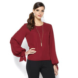 IMAN Global Chic Dramatically Draped Tie-Sleeve Blouse