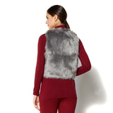 IMAN Platinum Touch of Cash Cardigan and Faux Fur Vest Combo