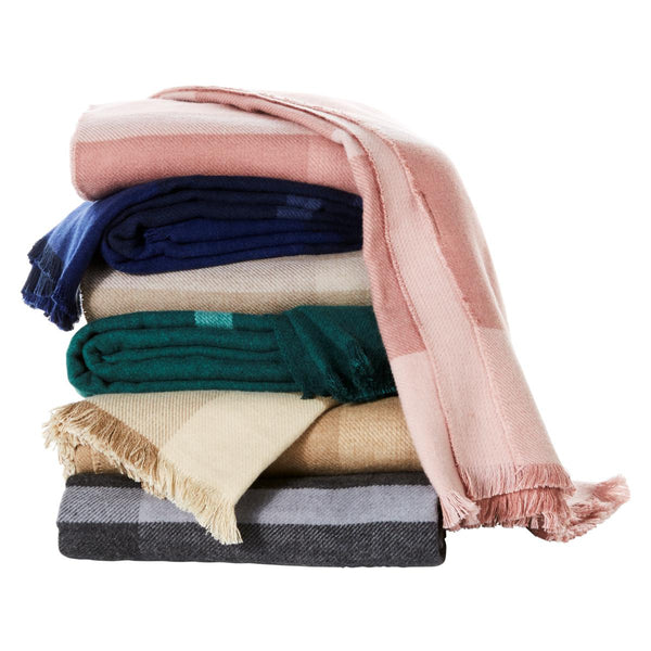 JOY Luxury Better Blanket Plaid Cotton Cashmere Throw