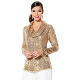 IMAN Global Chic Dressed & Ready Sequin Cowl-Neck Top 630075