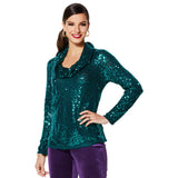 IMAN Global Chic Dressed & Ready Sequin Cowl-Neck Top 630076