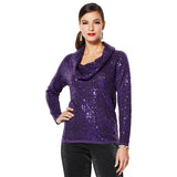 IMAN Global Chic Dressed & Ready Sequin Cowl-Neck Top 630078