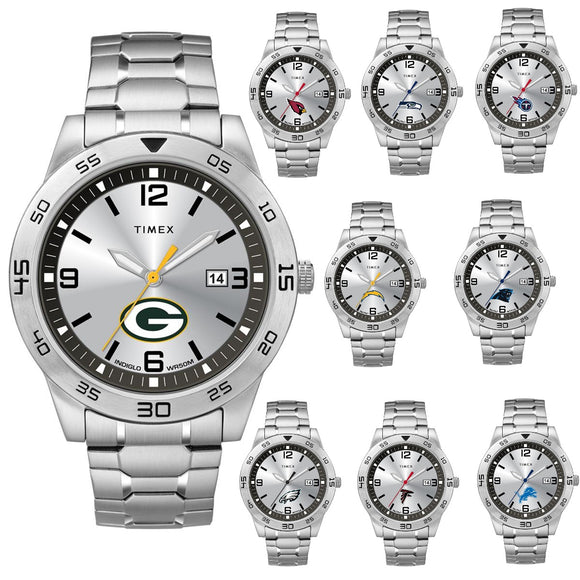 packers cardinals chargers eagles falcons lions panthers seahawks titans silver-tone wrist watch