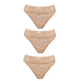 Rhonda Shear Lace Cheeky Bikini Brief 3-pack all nue set