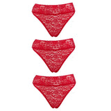 Rhonda Shear Lace Cheeky Bikini Brief 3-pack all red set