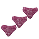 Rhonda Shear Lace Cheeky Bikini Brief 3-pack all dark raspberry set