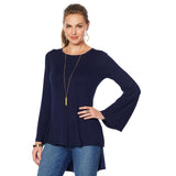 DG2 by Diane Gilman Bell-Sleeve Hi-Low Blouse with Woven Back