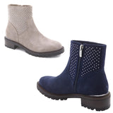 "AS IS" Steven Natural Comfort Latte Suede Studded Bootie
