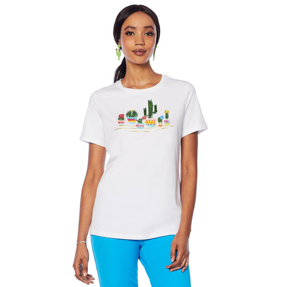 Lemon Way Embellished Short-Sleeve Tee- Large