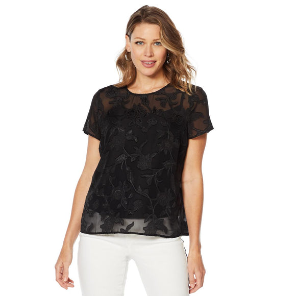 G by Giuliana Woven Top with Cami- Large