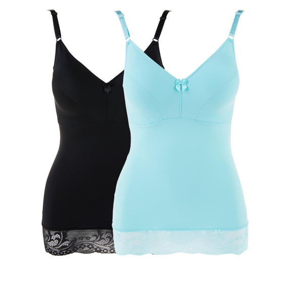 Rhonda Shear 2-pack Pin Up Camisole with Lace Trim