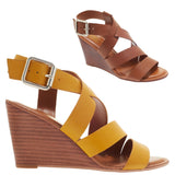 "AS IS" Franco Sarto Yara Leather Wedge Sandal