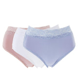 Rhonda Shear 3-pack Seamless Brief with Lace Detail WHITE BLUSH DUSTY BLUE