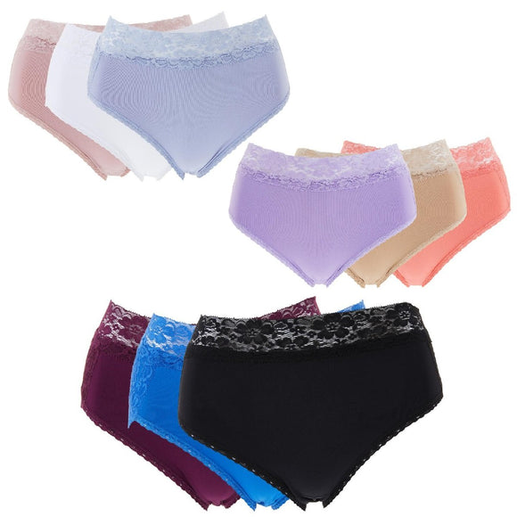 Rhonda Shear 3-pack Seamless Brief with Lace Detail MYSTERY SET