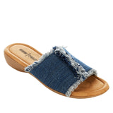 Minnetonka Violet Frayed Fabric Slide Sandal