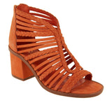 "AS IS" Vince Camuto Kestal Leather Heeled Gladiator Sandal