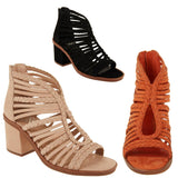 "AS IS" Vince Camuto Kestal Leather Heeled Gladiator Sandal