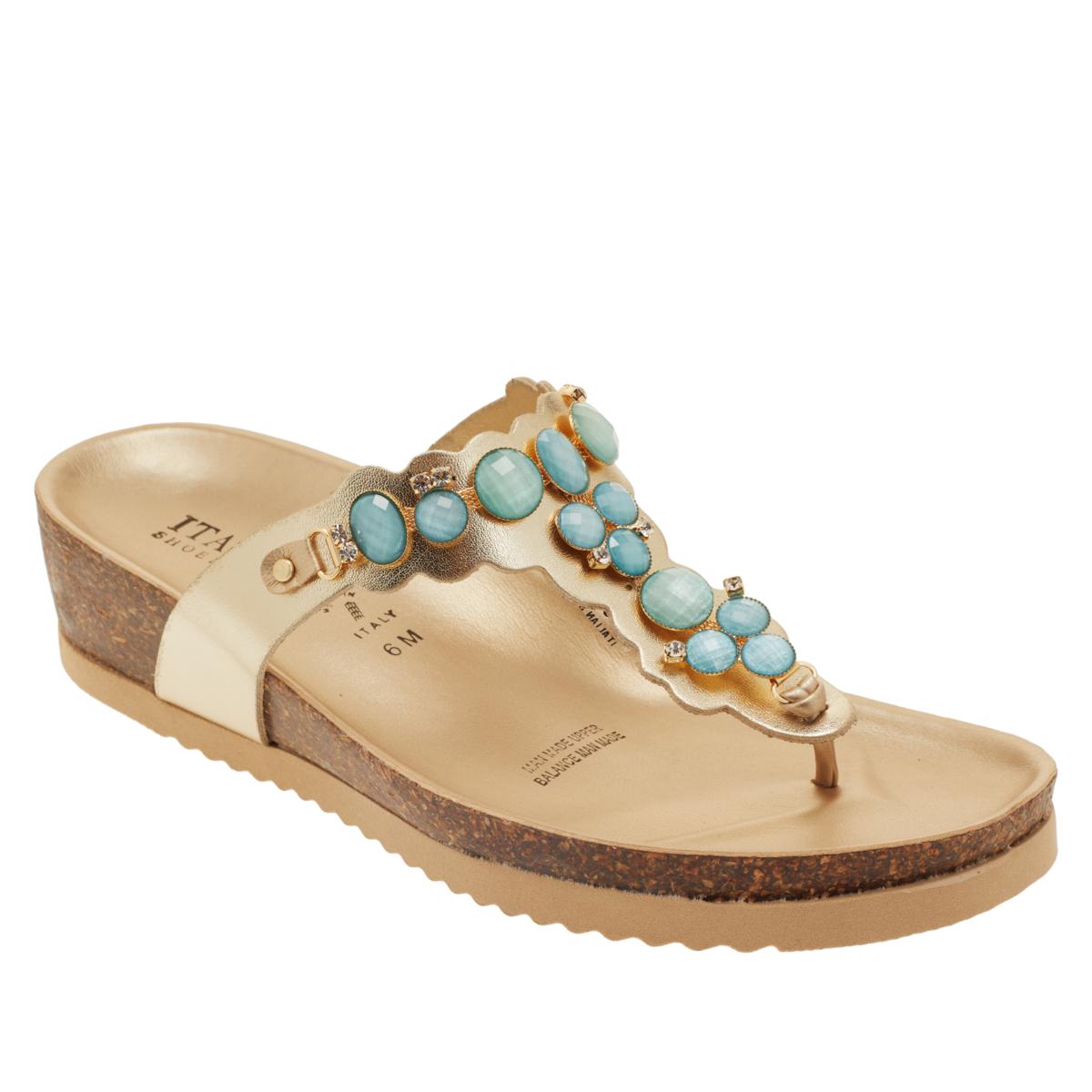 Italian Shoemakers Metallic Smilla Thong Sandals – Women's Leather Made In Italy Silver/Gold NWT
