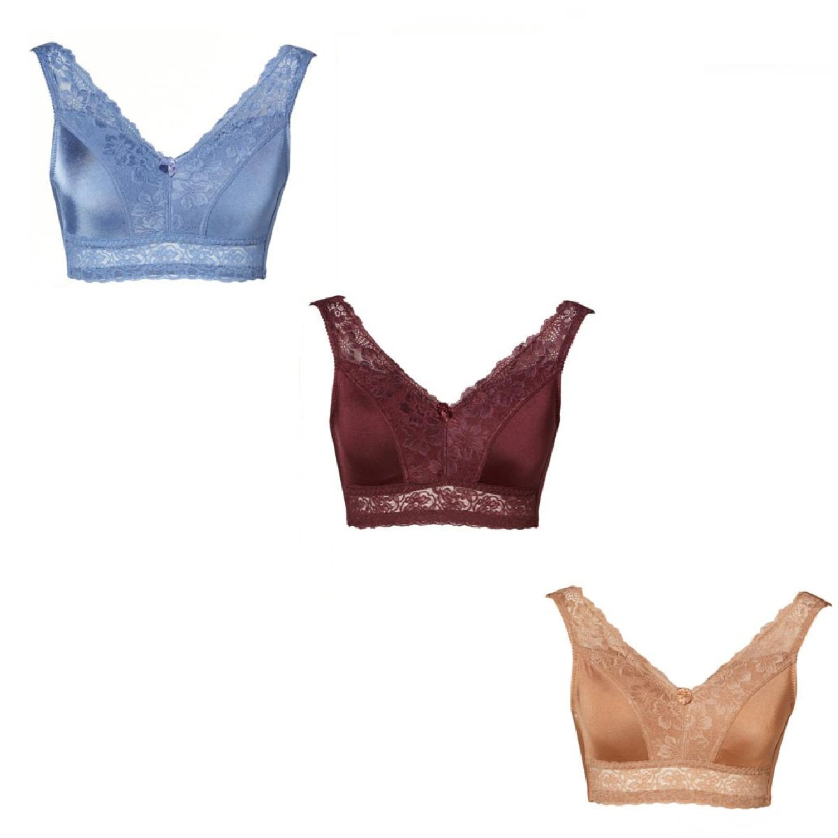 Rhonda Shear 3-pack Betty Pin Up Bra with Pads and Back Closure