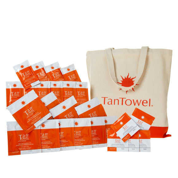 TanTowel® Plus 25-piece Self-Tanning Kit with Tote Bag