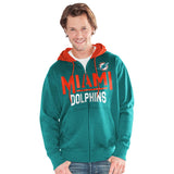 Officially Licensed NFL Hail Mary FullZip Hoodie by Glll-Miami Dolphins