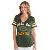 Officially Licensed NFL Women's Extra Point Bling Tee by Glll-Green Bay Packers