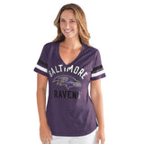 Officially Licensed NFL Women's Extra Point Bling Tee by Glll-Baltimore Ravens