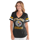 Officially Licensed NFL Women's Extra Point Bling Tee by Glll-Pittsburgh Steelers