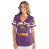Officially Licensed NFL Women's Extra Point Bling Tee by Glll-Minnesota Vikings