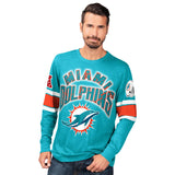 Officially Licensed NFL Power Move LongSleeve Graphic Tee by Glll-Miami Dolphins