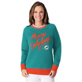 Officially Licensed NFL Women's Fleece Hail Mary Sweatshirt by Glll-Miami Dolphins