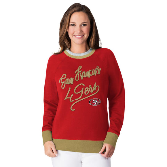 Officially Licensed NFL Women's Fleece Hail Mary Sweatshirt by Glll-San Francisco  49ERS