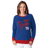 Officially Licensed NFL Women's Fleece Hail Mary Sweatshirt by Glll-New York Giants