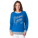 Officially Licensed NFL Women's Fleece Hail Mary Sweatshirt by Glll-Detroit Lions