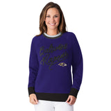 Officially Licensed NFL Women's Fleece Hail Mary Sweatshirt by Glll-Baltimore Ravens