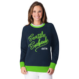 Officially Licensed NFL Women's Fleece Hail Mary Sweatshirt by Glll-Seattle Seahawks