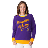 Officially Licensed NFL Women's Fleece Hail Mary Sweatshirt by Glll-Minnesota Vikings