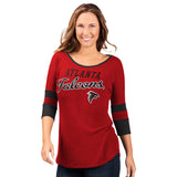 Officially Licensed NFL Women's 3/4 Sleeve Game Changer Tee by Glll -Atlanta Falcons