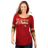Officially Licensed NFL Women's 3/4 Sleeve Game Changer Tee by Glll -San Francisco  49ERS