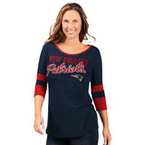 Officially Licensed NFL Women's 3/4 Sleeve Game Changer Tee by Glll -New England Patriots
