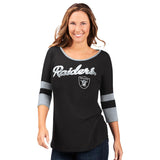 Officially Licensed NFL Women's 3/4 Sleeve Game Changer Tee by Glll -Oakland Raiders