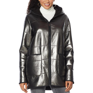 Laurier Metallic Quilted Coat-Large-Wa