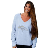 Officially Licensed NFL Womens Love Bling Sweatshirt by Cuce -Denver Broncos