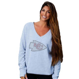 Officially Licensed NFL Womens Love Bling Sweatshirt by Cuce -Kansas City Chiefs
