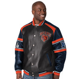 "AS IS" Officially Licensed NFL Faux Leather Varsity Jacket by Glll-Chicago Bears