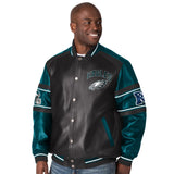 Officially Licensed NFL Faux Leather Varsity Jacket by Glll-Philadelphia Eagles