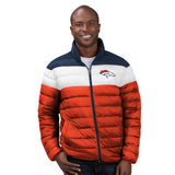 Officially Licensed NFL Men's Cold Front Quilted Puffer Jacket by Glll-Denver Broncos