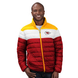 Officially Licensed NFL Men's Cold Front Quilted Puffer Jacket by Glll-Kansas City Chiefs
